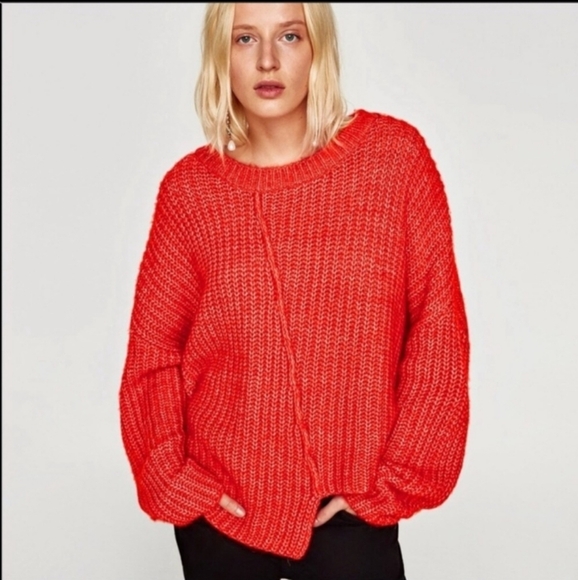 Zara Alpaca Blend Asymmetrical Hem Sweater Size Medium M - Picture 1 of 5